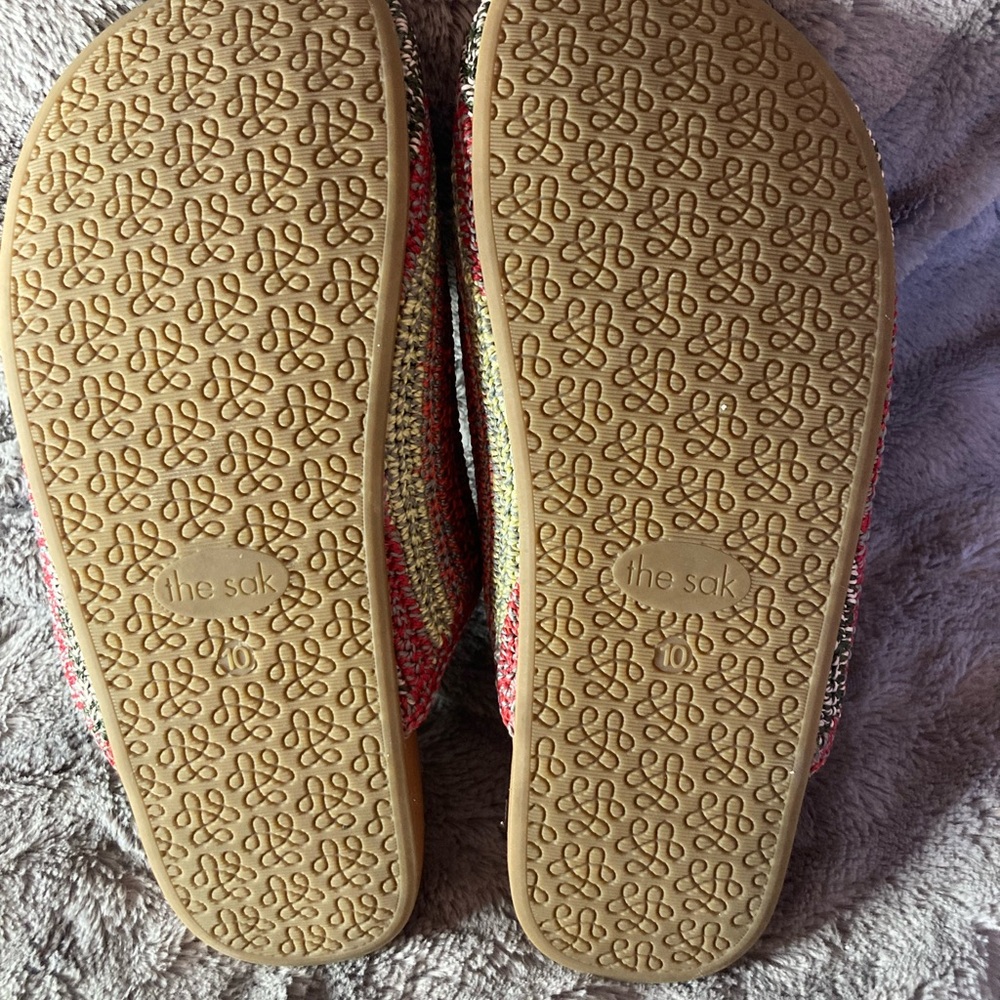 The Sak Bolinas Island Dust Crochet Slip On Clogs Mules Boho Rainbow Stripe 10 - Picture 7 of 8